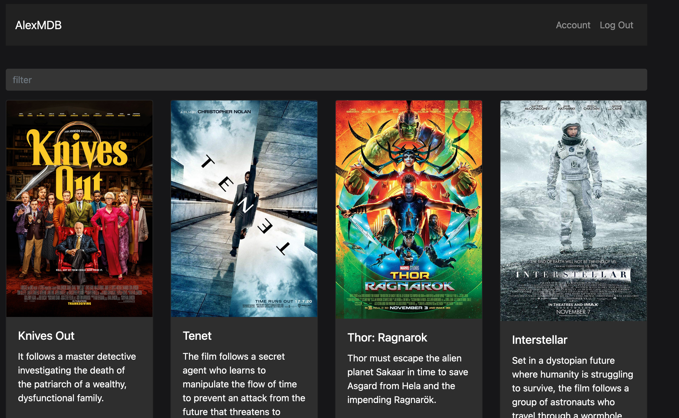 Myflix landing page